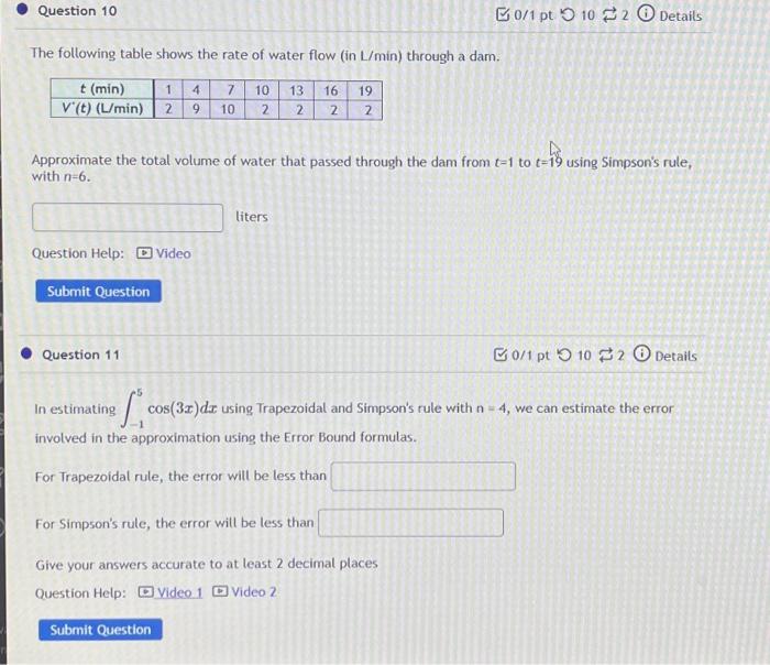 Solved The following table shows the rate of water flow (in | Chegg.com