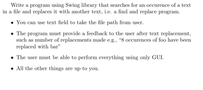 Solved Write a program using Swing library that searches for | Chegg.com