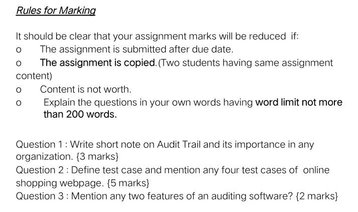 Solved Rules for Marking It should be clear that your | Chegg.com