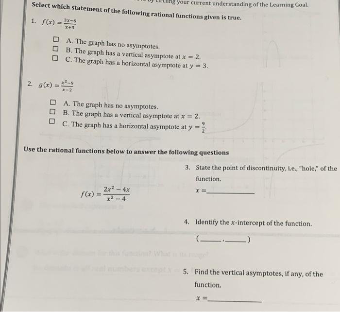 Solved Select which statement of the following rational | Chegg.com
