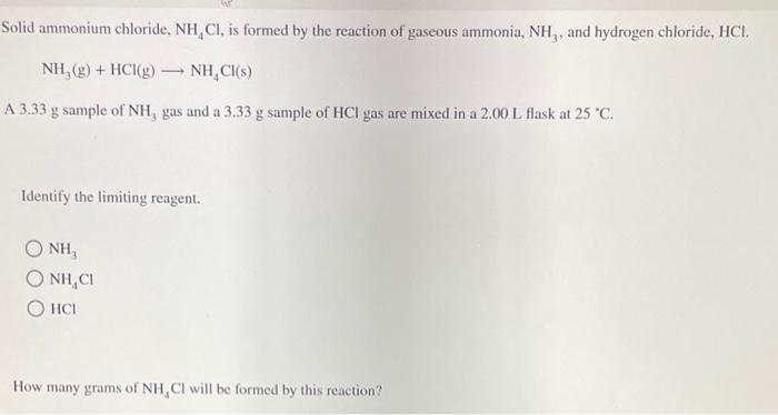 Ammonium Chloride, NH4Cl