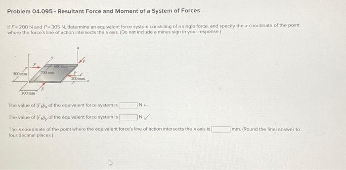 Solved Problem 04.095 - Resultant Force and Moment of a | Chegg.com