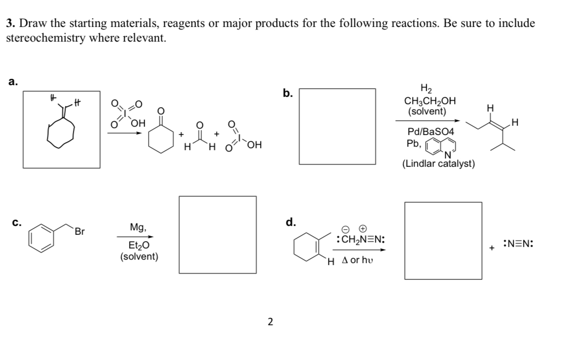 Solved Draw the starting materials, reagents or major | Chegg.com