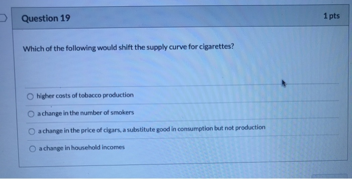 Solved Question 19 1 pts Which of the following would shift | Chegg.com
