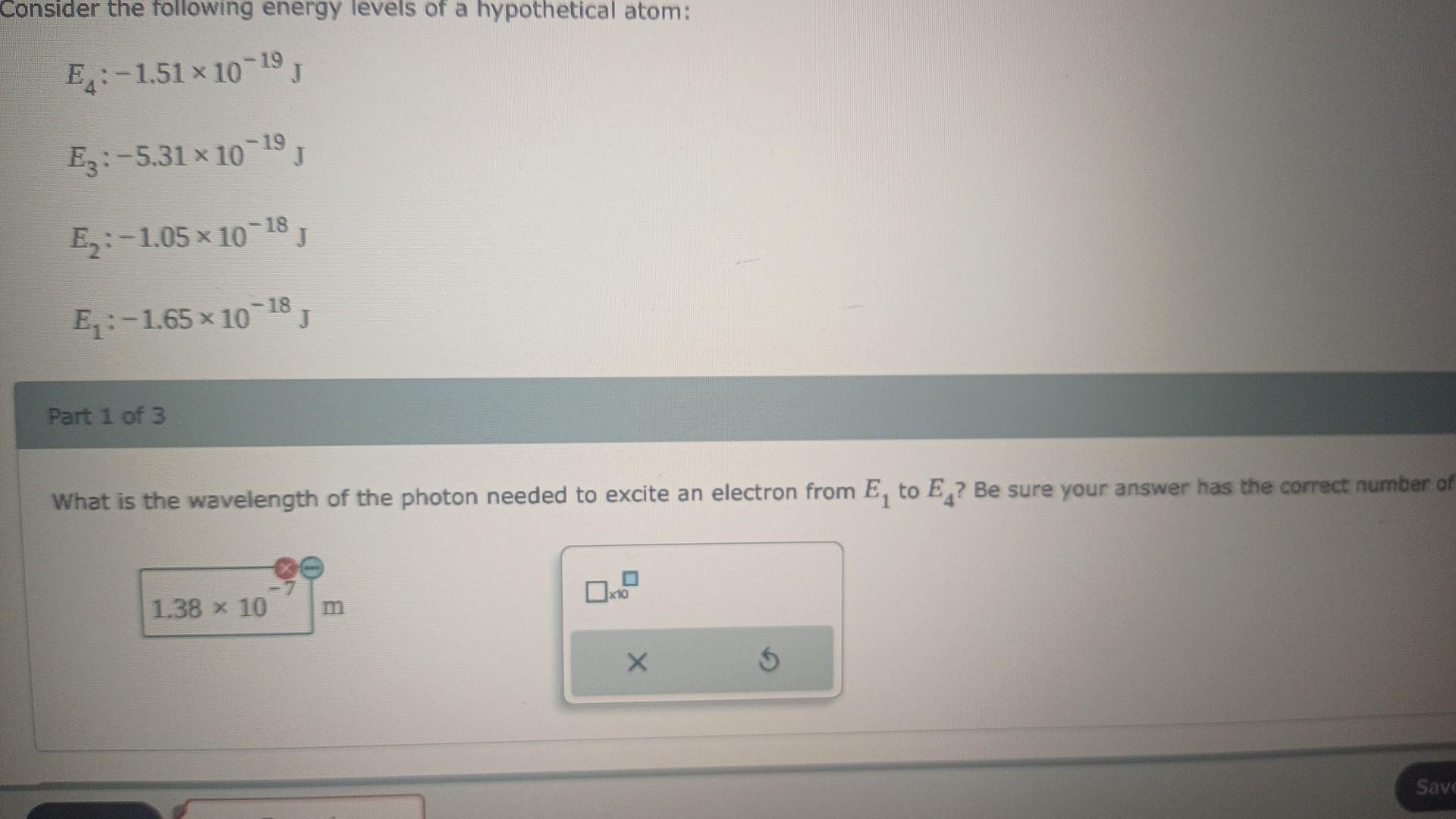 Solved Consider the following energy levels of a | Chegg.com