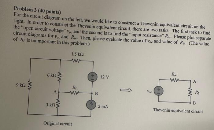 Solved Problem 3 ( 40 points) For the circuit diagram on the | Chegg.com