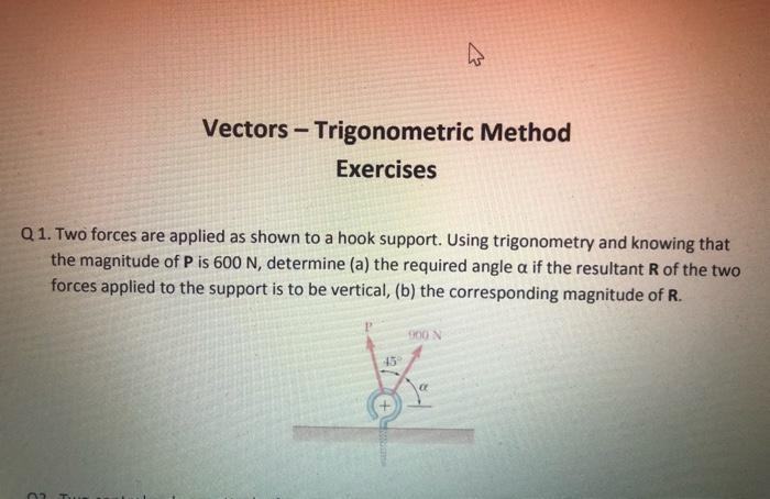 Solved Vectors – Trigonometric Method Exercises Q1. Two | Chegg.com