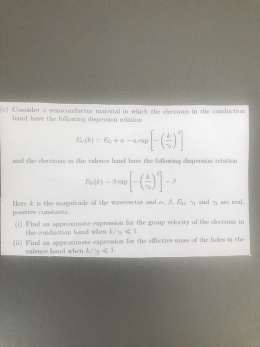 Solved (c) Consider a semiconductor material in which the | Chegg.com