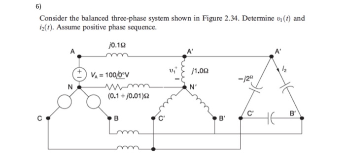 Solved 6) Consider the balanced three-phase system shown in | Chegg.com