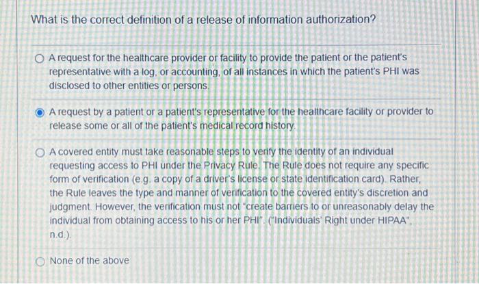 Solved What is the correct definition of a release of | Chegg.com