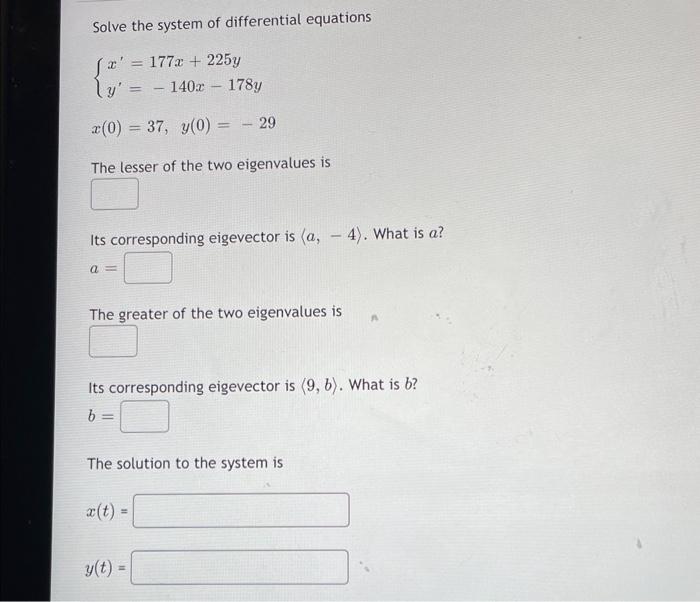 Solved Solve the system of differential equations | Chegg.com