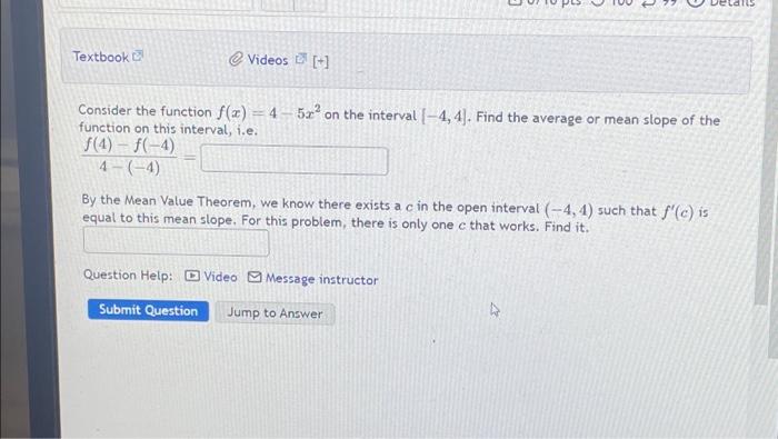 Solved Textbook Videos [+] Consider the function f(x) = | Chegg.com