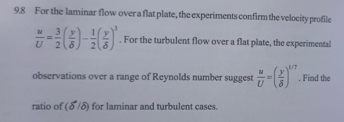 Solved For the laminar flow over a flat plate, the | Chegg.com