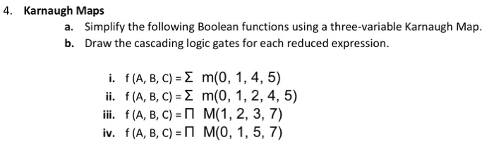 Solved 4. Karnaugh Maps a. Simplify the following Boolean | Chegg.com