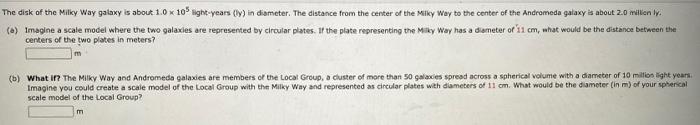 Solved The disk of the Milky Way galaxy is about 10 * 10% | Chegg.com