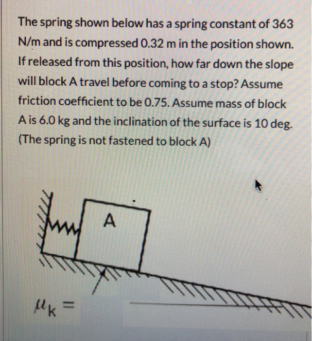 Solved The spring shown below has a spring constant of 363 | Chegg.com