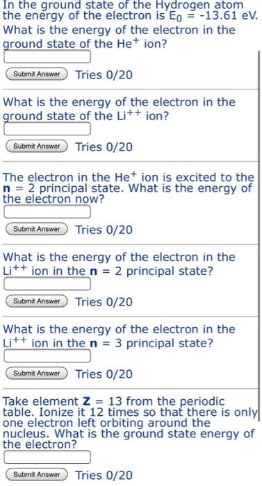 Solved In the ground state of the Hydrogen atom the energy | Chegg.com