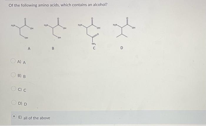 Solved Of the following amino acids, which contains an | Chegg.com
