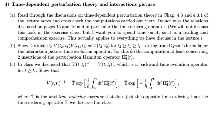 Solved Time-dependent perturbation theory and interactions | Chegg.com