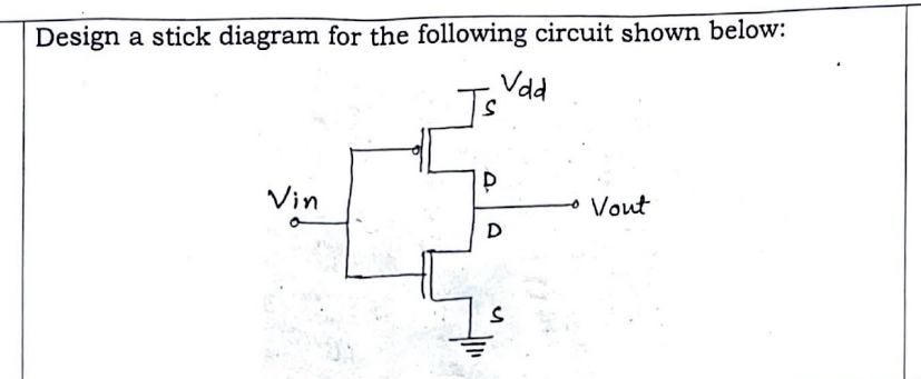 Solved Design a stick diagram for the following circuit | Chegg.com