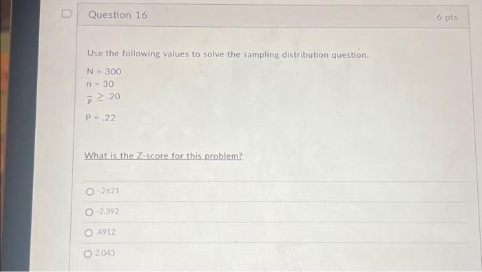 Solved Use the following values to solve the sampling | Chegg.com