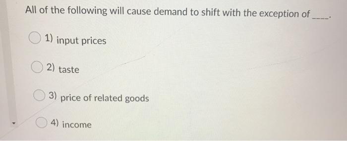 Solved A decrease in supply will cause equilibrium price: 1) | Chegg.com