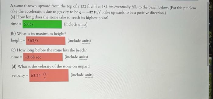 Solved A rock thrown downward with an unknown initial | Chegg.com