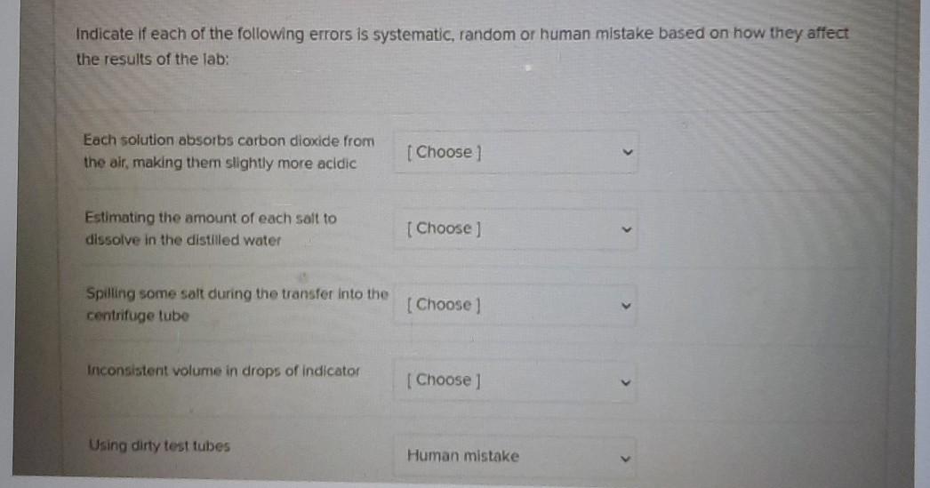 Solved Indicate if each of the following errors is | Chegg.com