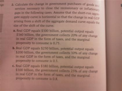 Calculate the change in government purchases of goods | Chegg.com