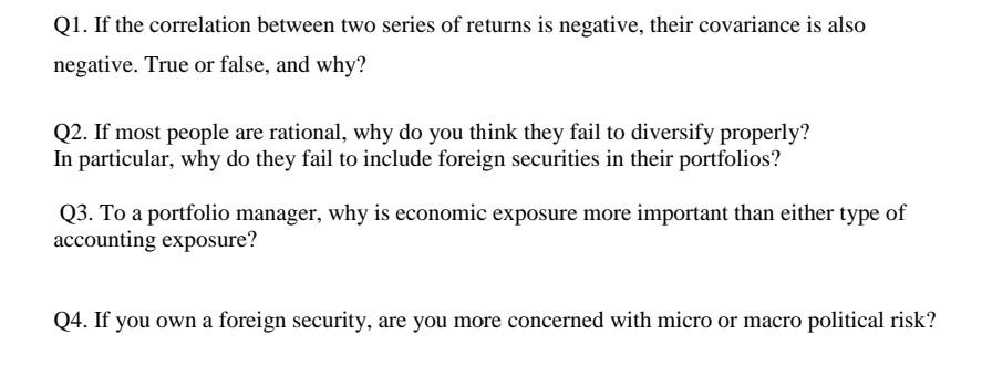 Solved Portfolio Management Questions: Q2. If Most People | Chegg.com