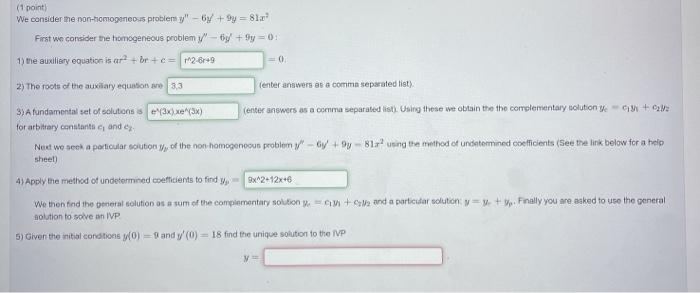 Solved 1 Point We Consider The Non Homogeneous Problemi Y