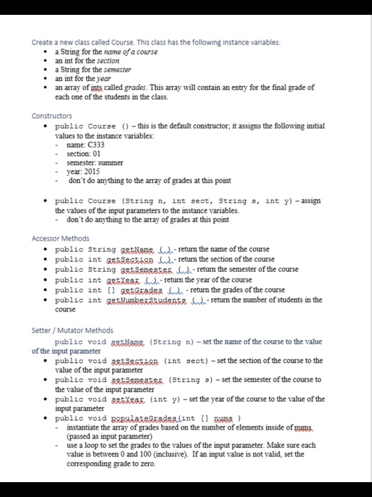 Solved Create a new class called Course. This class has the | Chegg.com