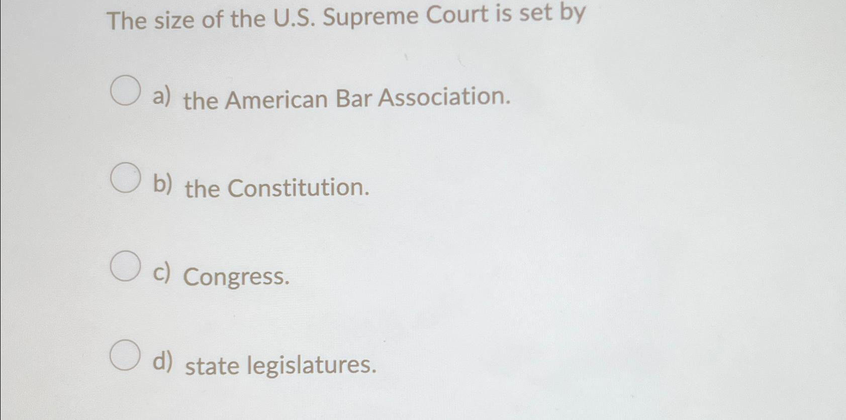 The size of the on sale supreme court is set by