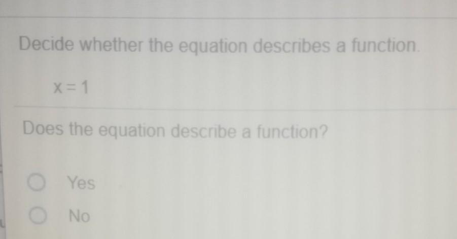 Solved Decide Whether The Equation Describes A Function. X=1 | Chegg.com