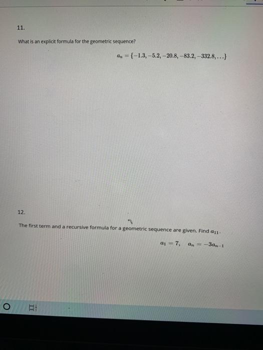 Solved 11. What is an explicit formula for the geometric | Chegg.com