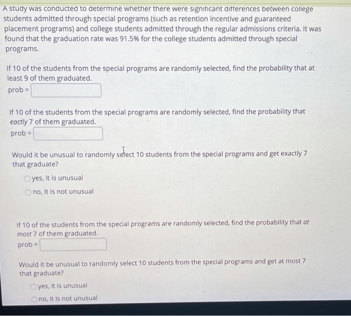 Solved A study was conducted to determine whether there were | Chegg.com