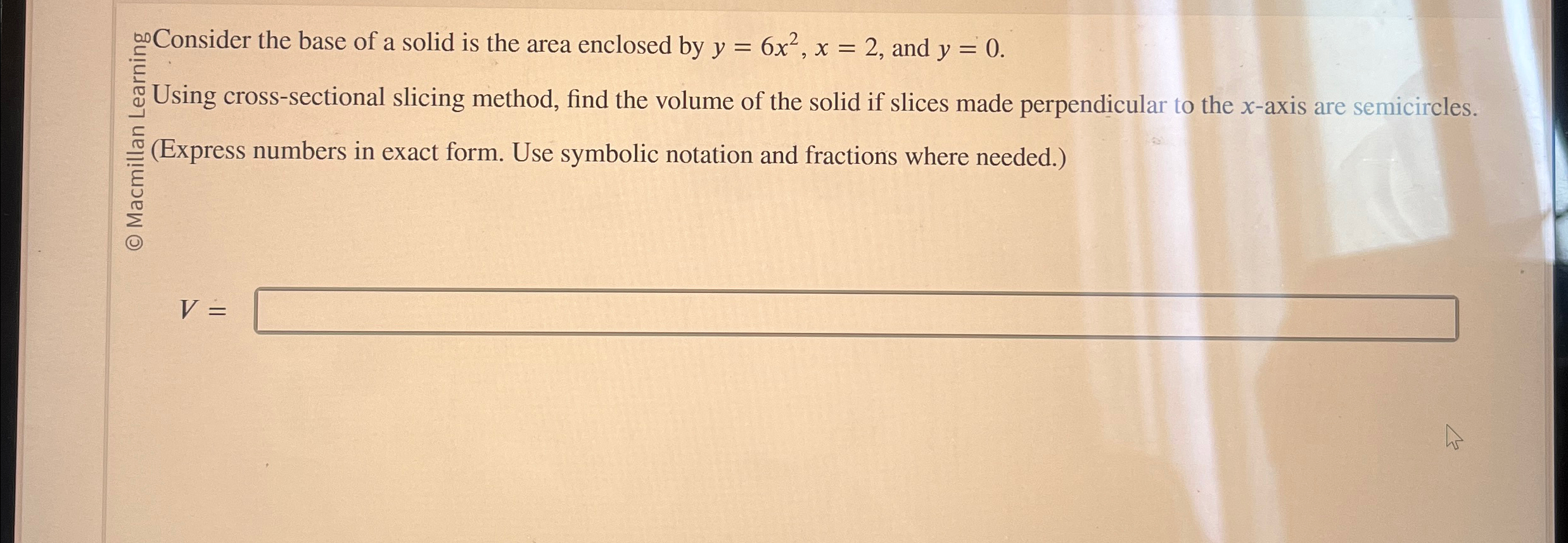 Solved ∞.∞ ﻿Consider the base of a solid is the area | Chegg.com