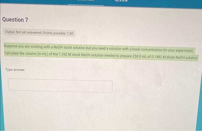 Solved Suppose you are working with a NaOH stock solution | Chegg.com