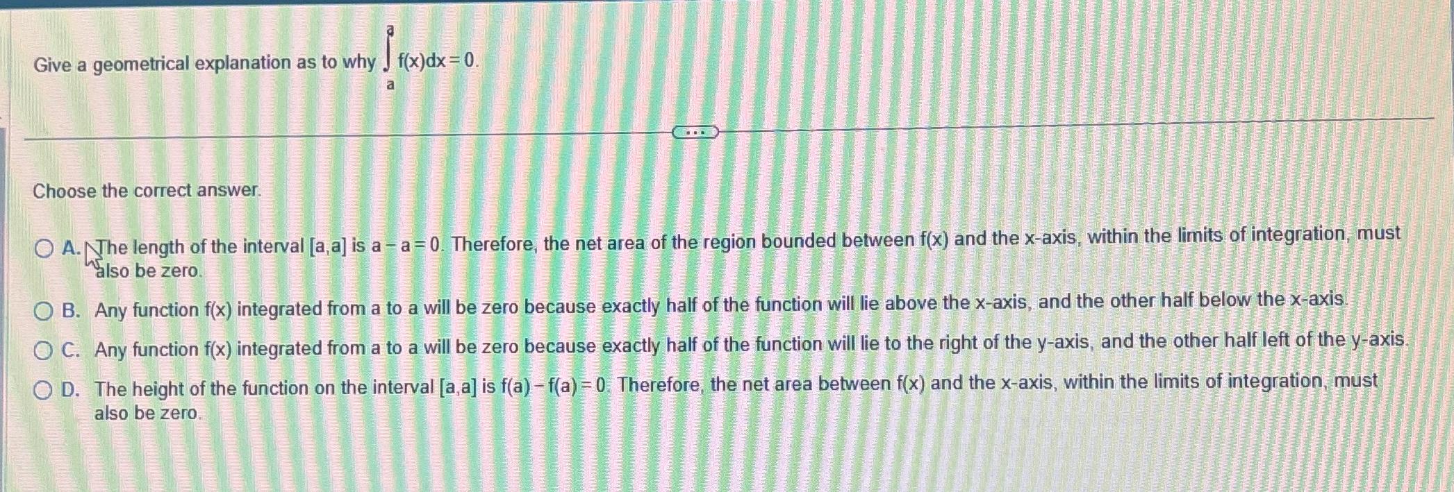 Solved Give a geometrical explanation as to why | Chegg.com