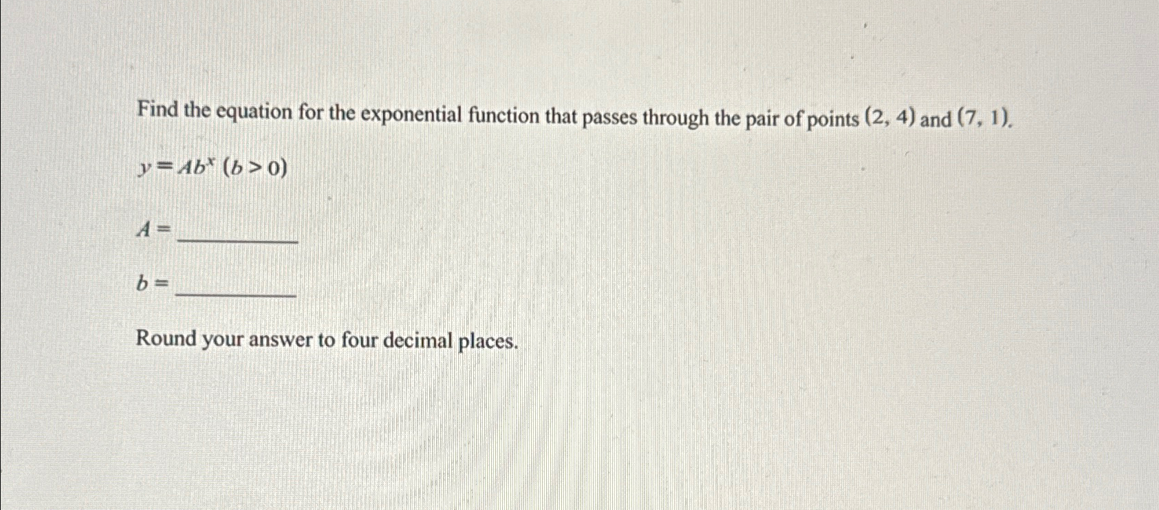 Solved Find the equation for the exponential function that | Chegg.com