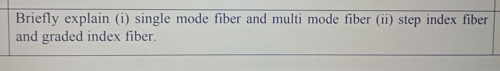Solved Briefly explain (i) single mode fiber and multi mode | Chegg.com