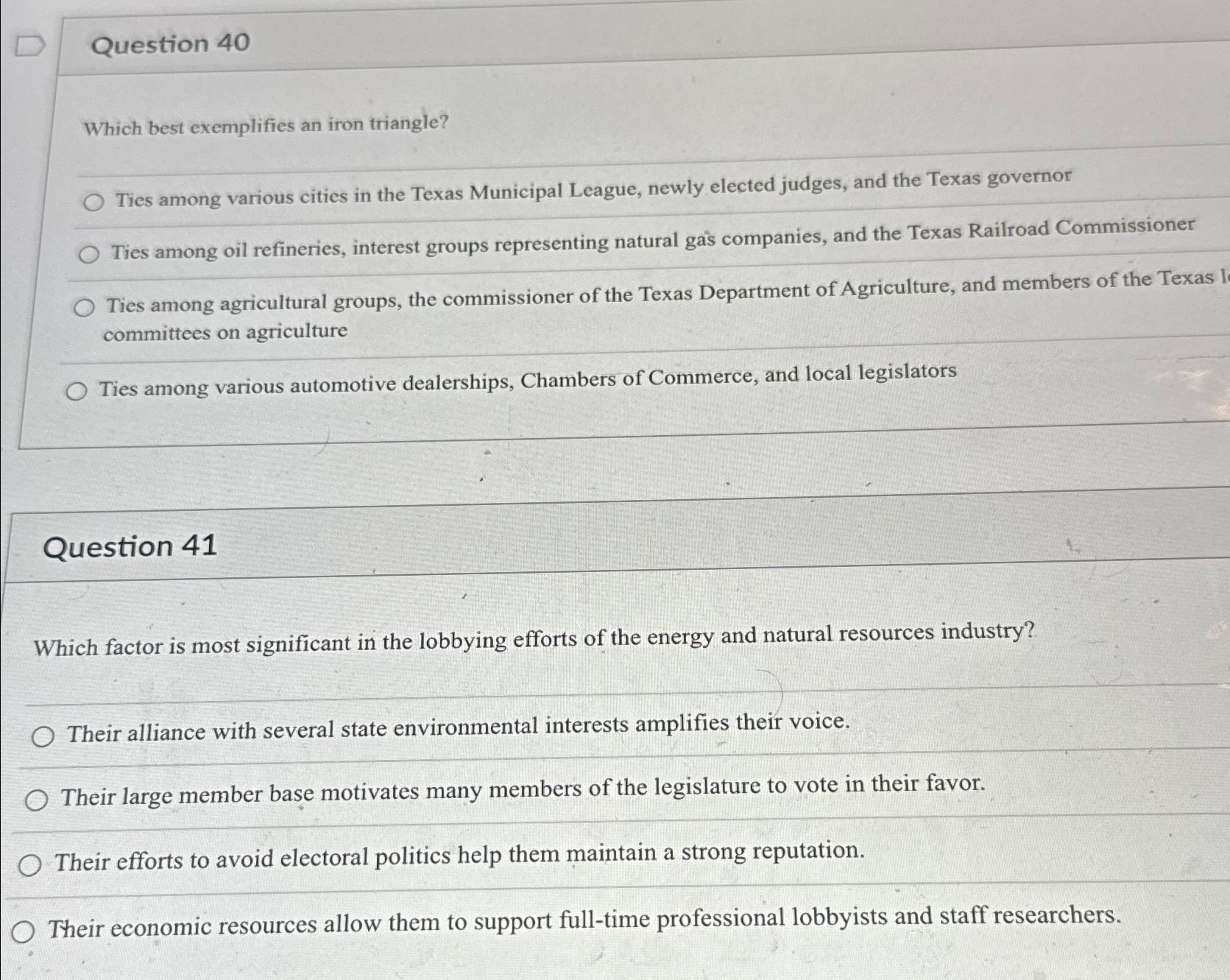 Solved Question 40Which best exemplifies an iron | Chegg.com