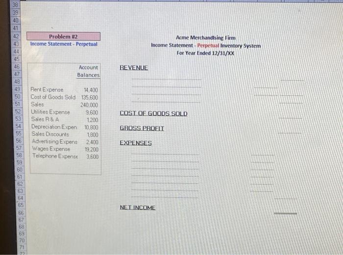 Solved NAME: 3 4 5 6 Problem #1 Income Statement - Periodic | Chegg.com