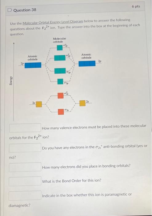 Solved 6 pts Question 38 Use the Molecular Orbital Energy | Chegg.com