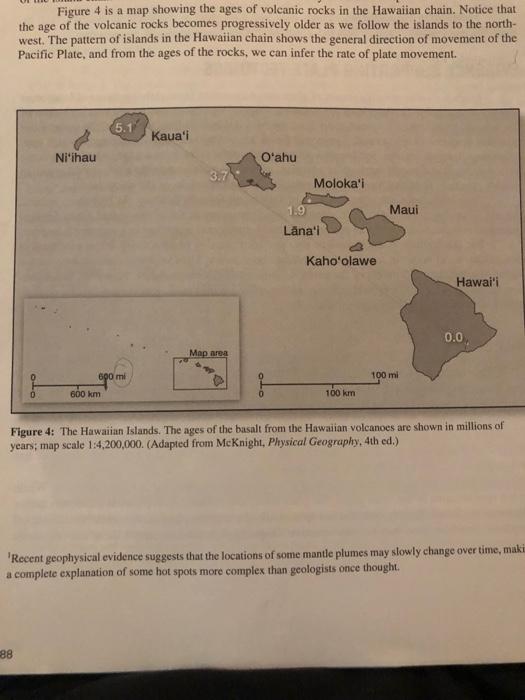 Solved Figure 4 is a map showing the ages of volcanic rocks | Chegg.com