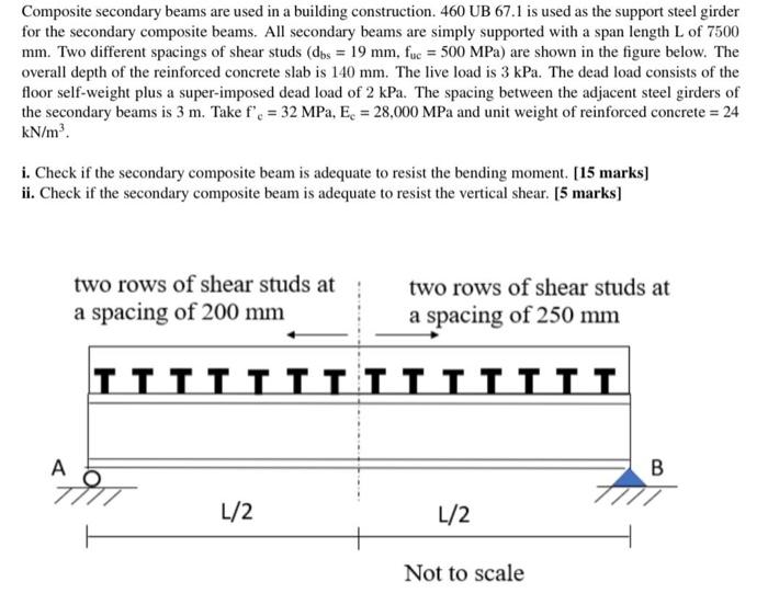 Solved Composite secondary beams are used in a building