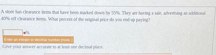 Solved A store has clearance items that have been marked | Chegg.com