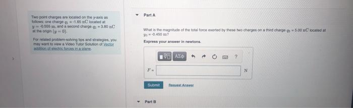 Solved Part A Two point charges are located on the cousas | Chegg.com