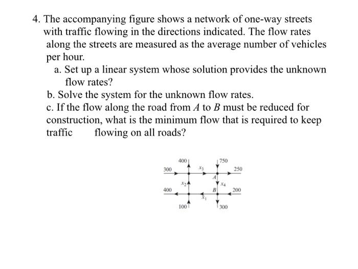 Solved 4. The accompanying figure shows a network of one-way | Chegg.com