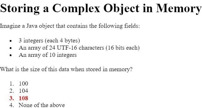 Solved Storing a Complex Object in Memory Imagine a Java | Chegg.com